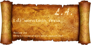 Löwenstein Anna névjegykártya